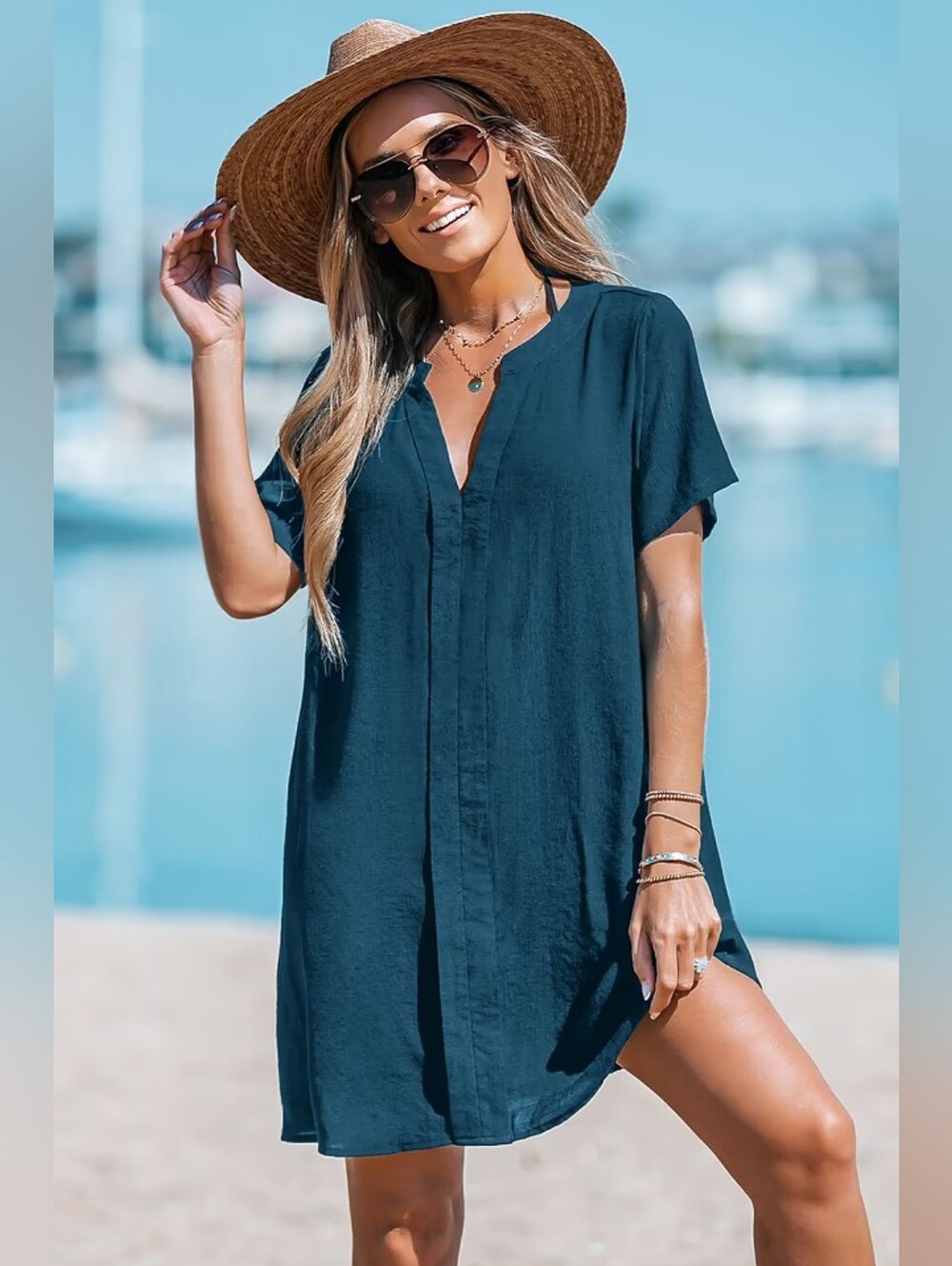 Beachside Chill Blue Cover-Up Mini Dress 💥 BRAND NEW 💥 CUPSHE SIZE SMALL